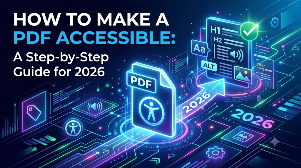An image displaying the text, How to make a PDF accessible,